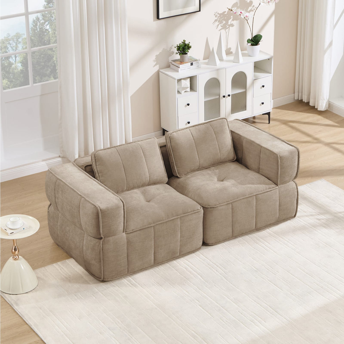 Canapé Modulable en Polyester Sable sable - vue 3