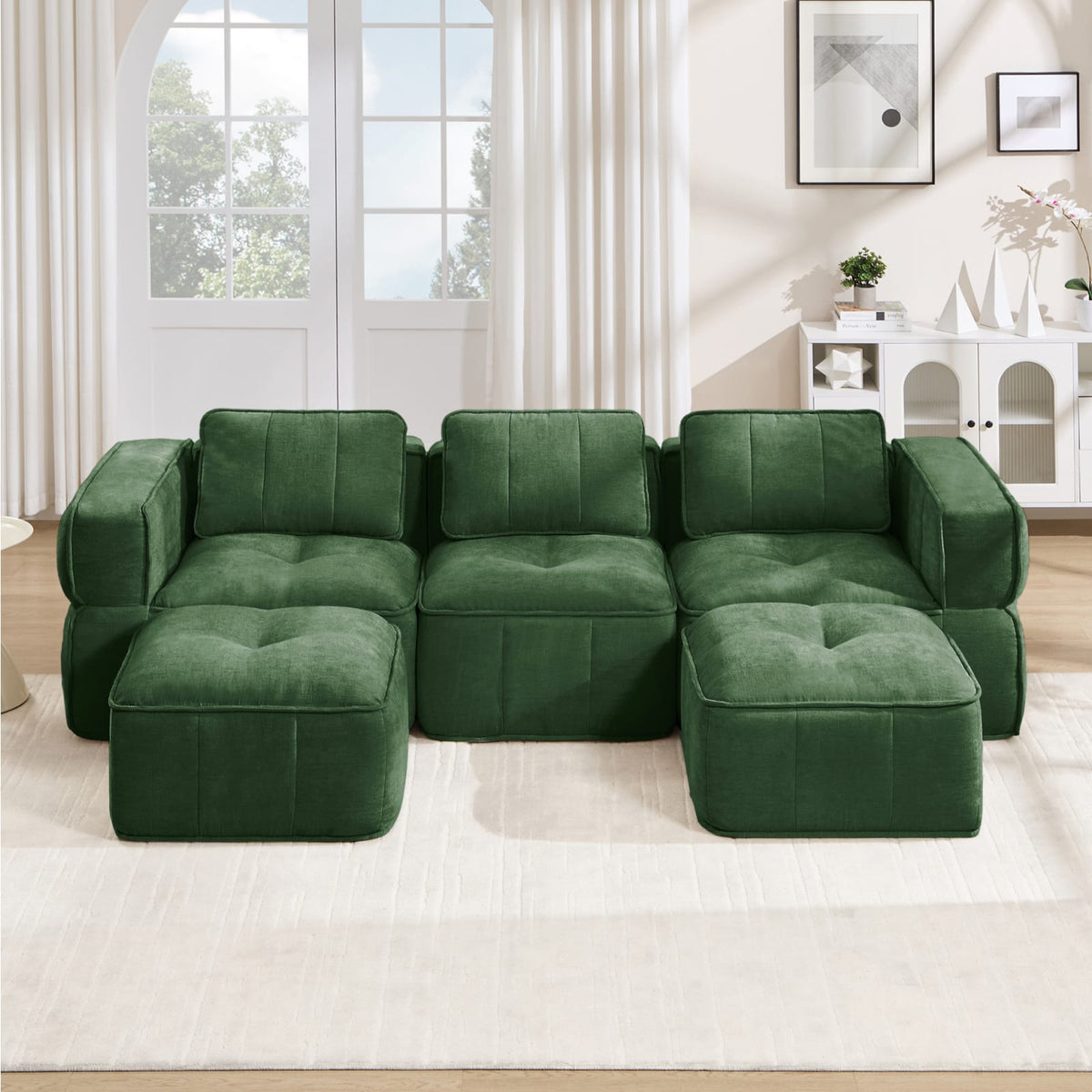 Canapé Modulable en U en Polyester Vert vert - vue 2