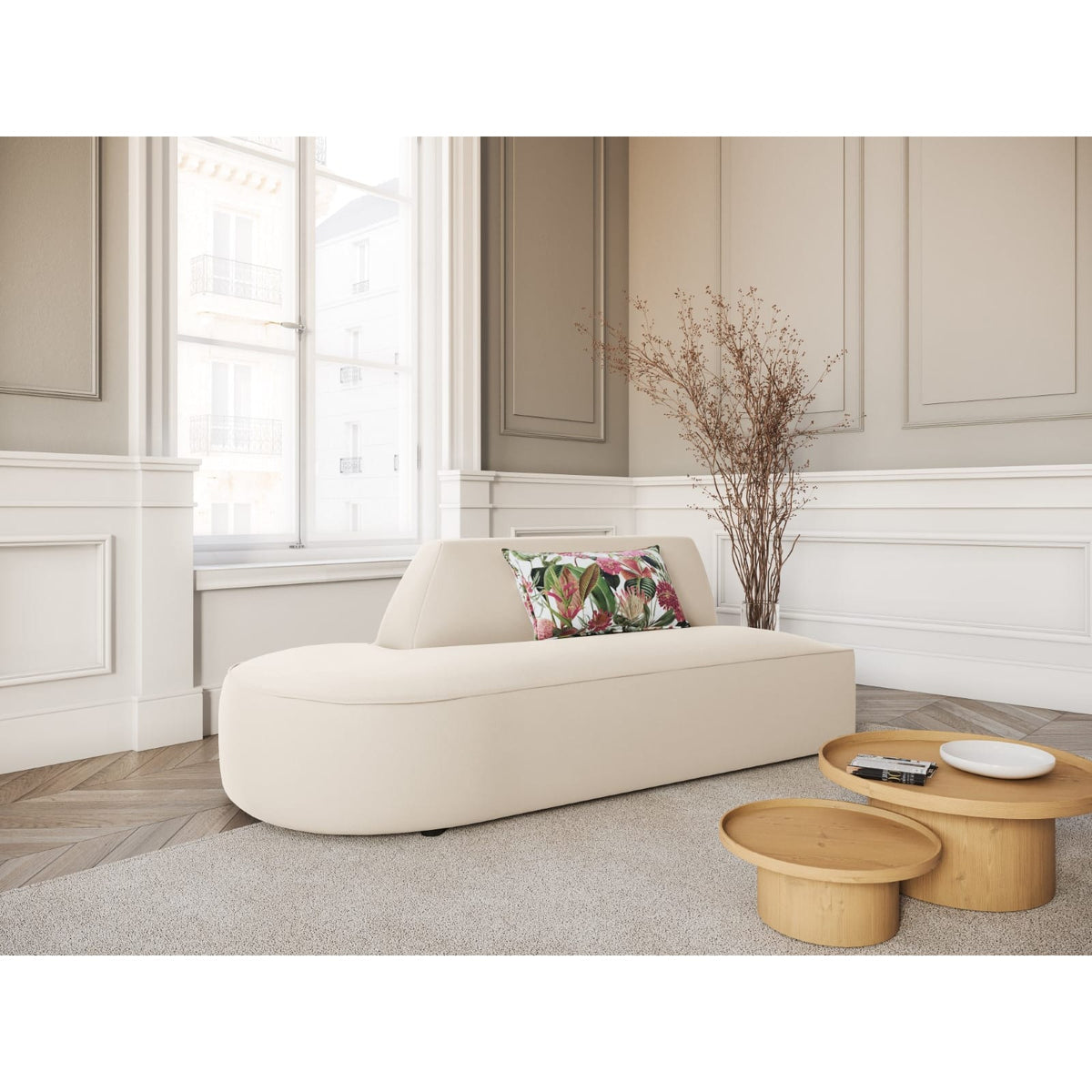 Canapé Modulable 2 Places en Velours Beige beige - vue 2