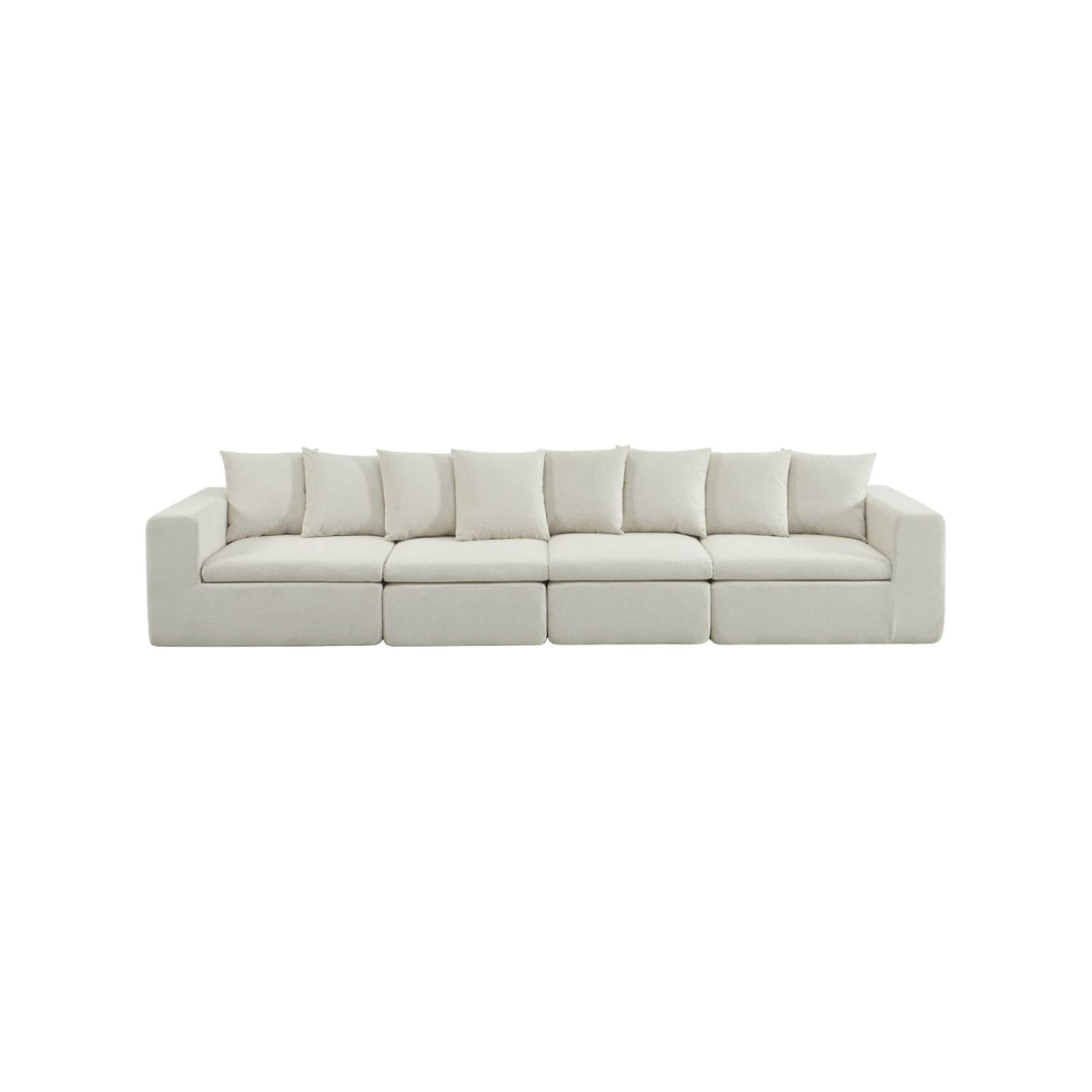 Canapé Modulable 5 Places en Tissu Chenille Blanc blanc - vue 5