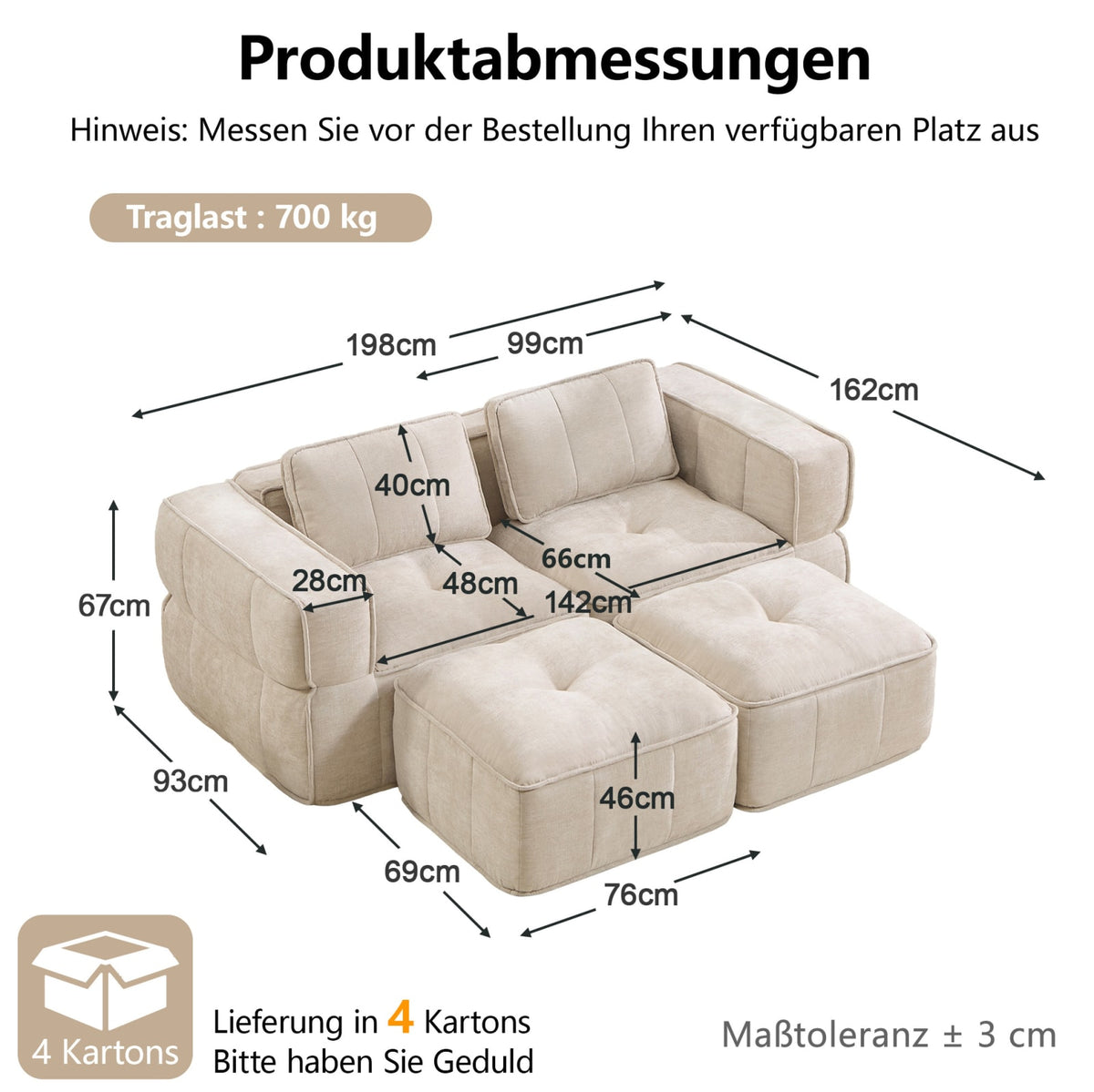 Canapé Modulaire 2 Places en Polyester Beige beige - vue 6