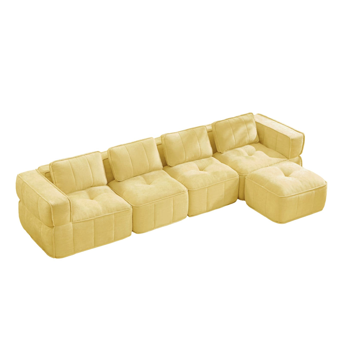 Canapé Modulable en Polyester Jaune avec Pouf jaune - vue 1