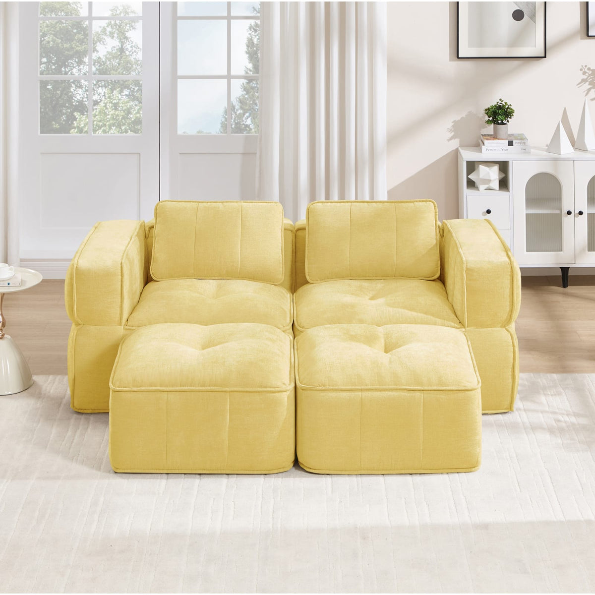 Canapé Modulable en Polyester Jaune jaune - vue 2
