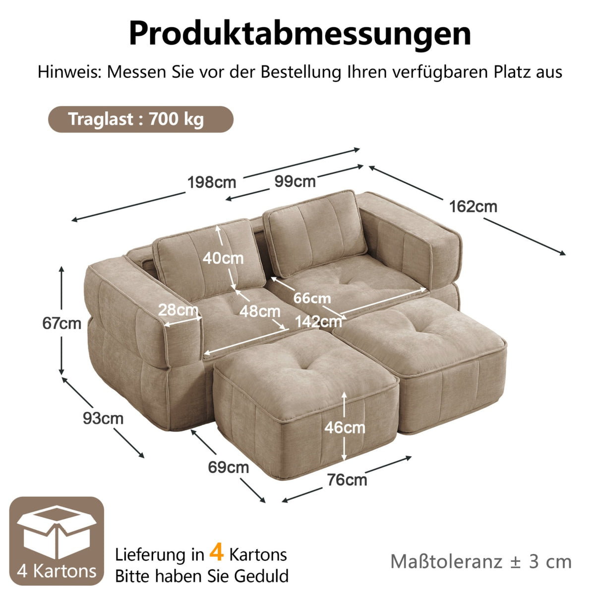 Canapé Modulable en Polyester Sable sable - vue 6
