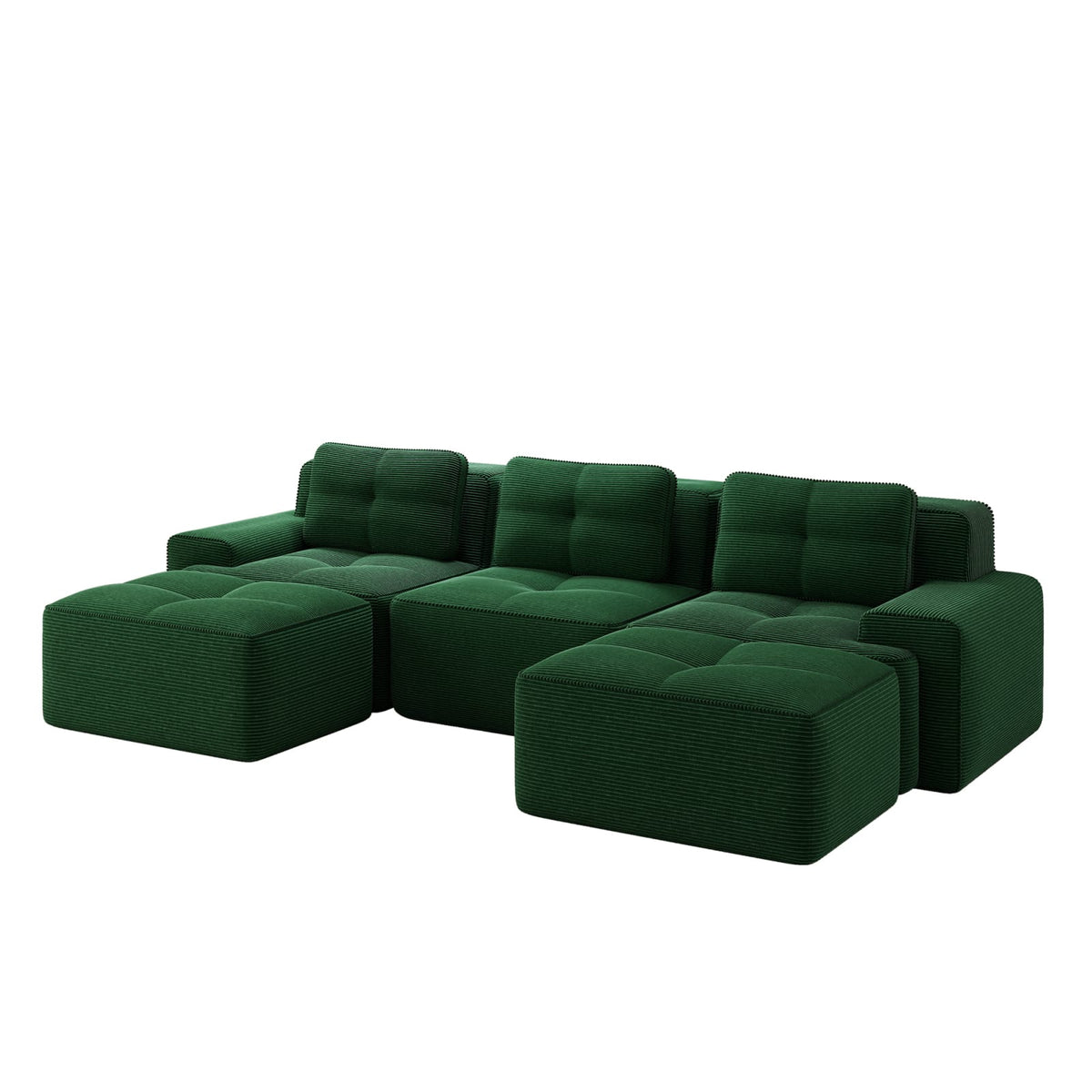 Canapé Modulable en Velours Côtelé Vert vert - vue 1