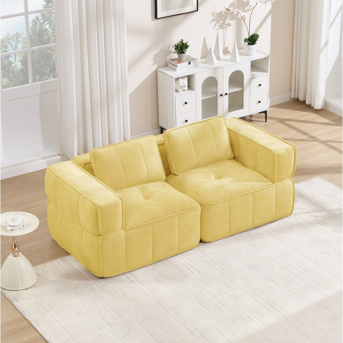 Canapé Modulable Sans Armature en Polyester Jaune jaune - vue 4