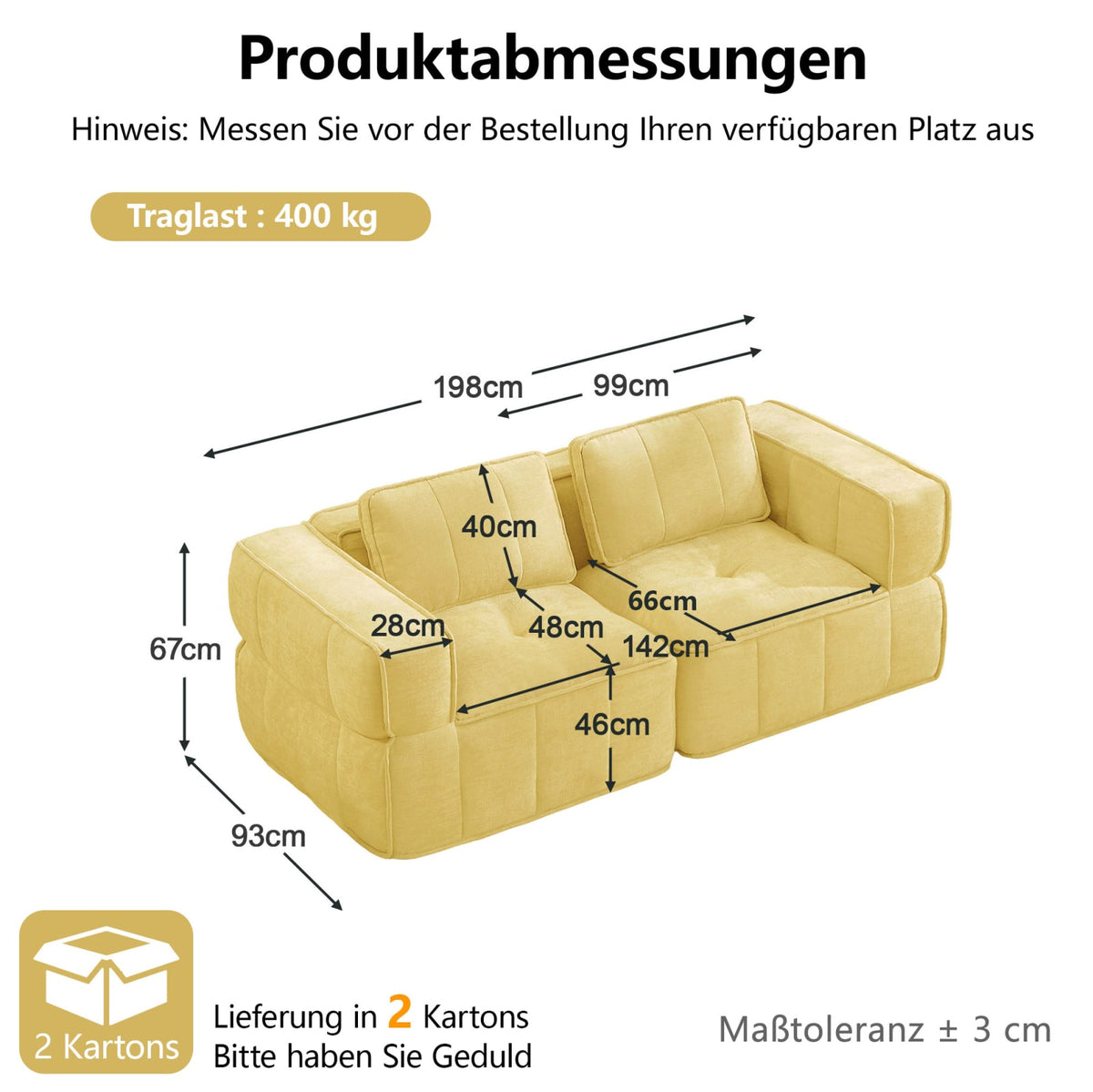 Canapé Modulable Sans Armature en Polyester Jaune jaune - vue 6