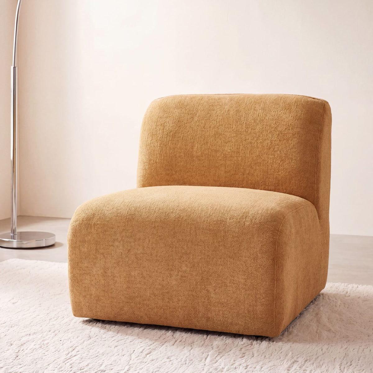 Chauffeuse Modulable en Tissu Effet Lin Ocre ocre - vue 1
