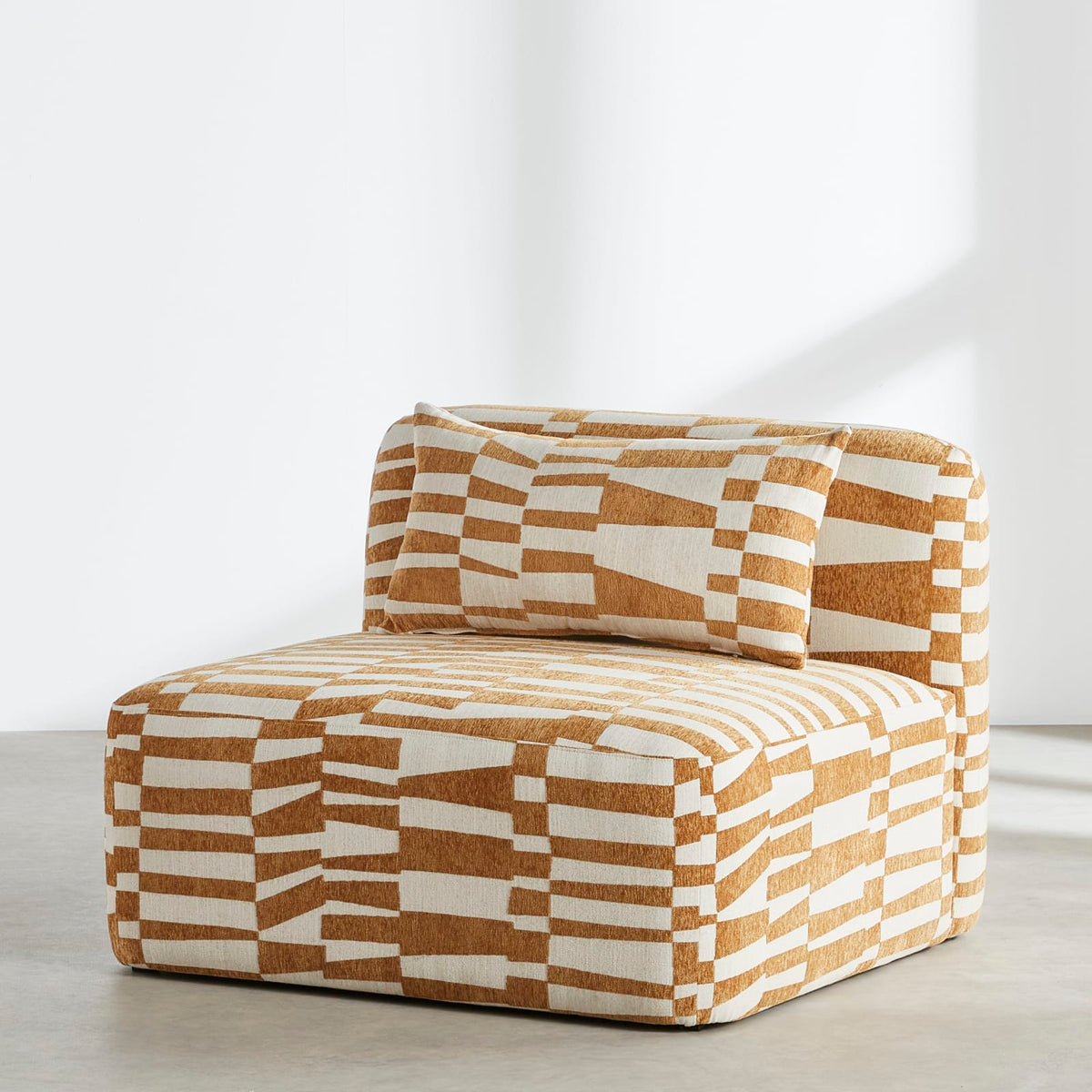 Chauffeuse 1 Place Modulable en Jacquard Écru et Ocre écru et ocre - vue 3