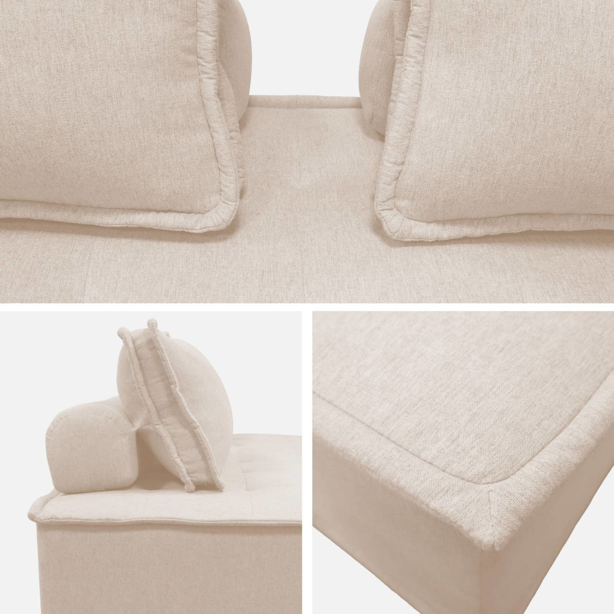Chauffeuse Modulable 2 Places en Tissu Crème crème - vue 6