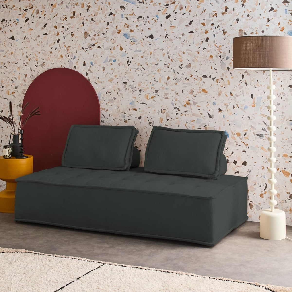 Chauffeuse Modulable 2 Places en Tissu Gris gris foncé - vue 3