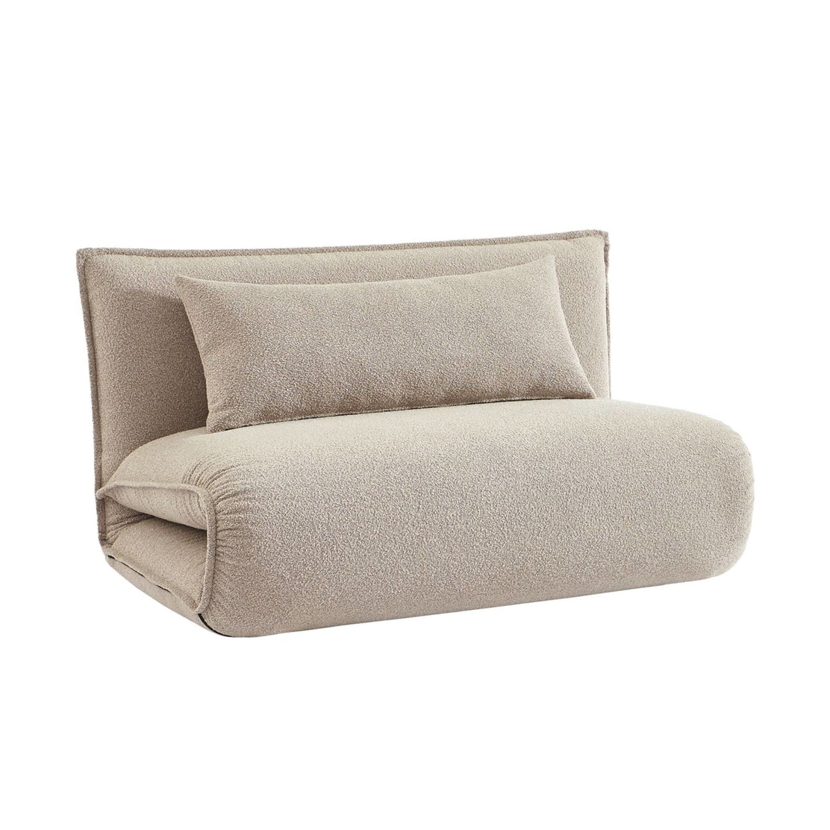 Chauffeuse Convertible 2 Places en Bouclette Texturée Beige beige - vue 1