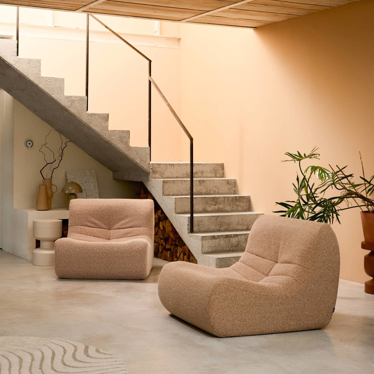 Chauffeuse Modulable 2 Places en Tissu Effet Alpaca Beige beige - vue 2