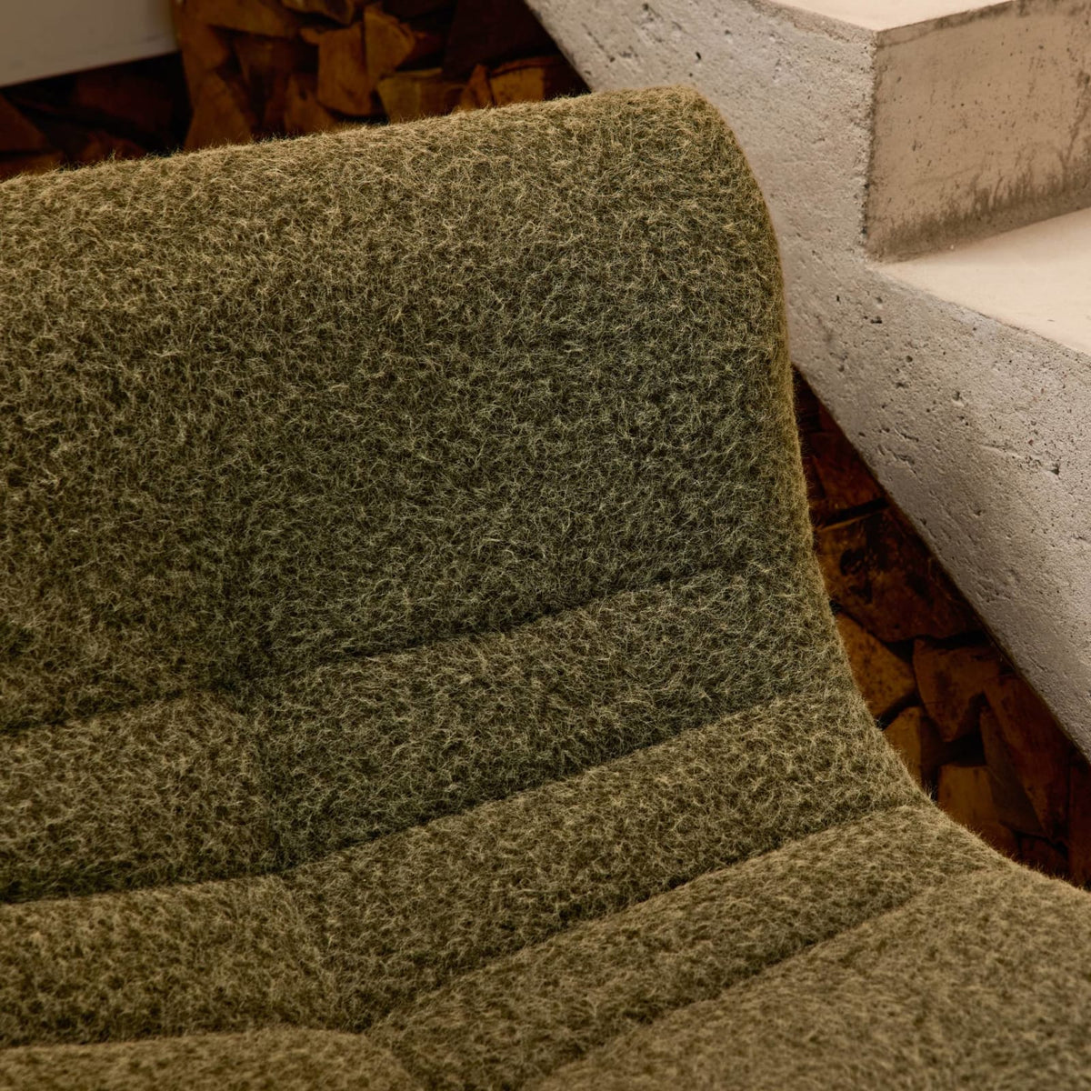 Chauffeuse Modulable en Tissu Effet Alpaca Kaki kaki - vue 4