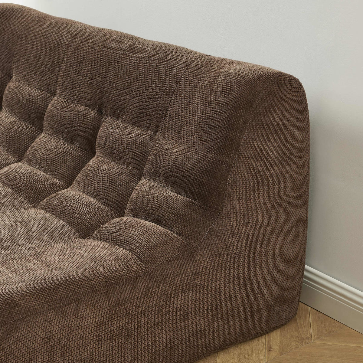 Ensemble Banquette et Chauffeuse Modulable 3 Places en Chenille Marron marron - vue 5
