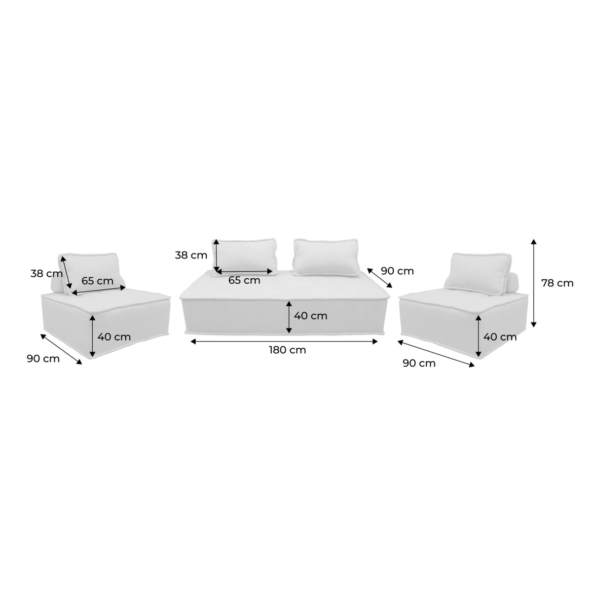 Ensemble de Chauffeuses Modulables en Tissu Capitonné Beige beige - vue 7