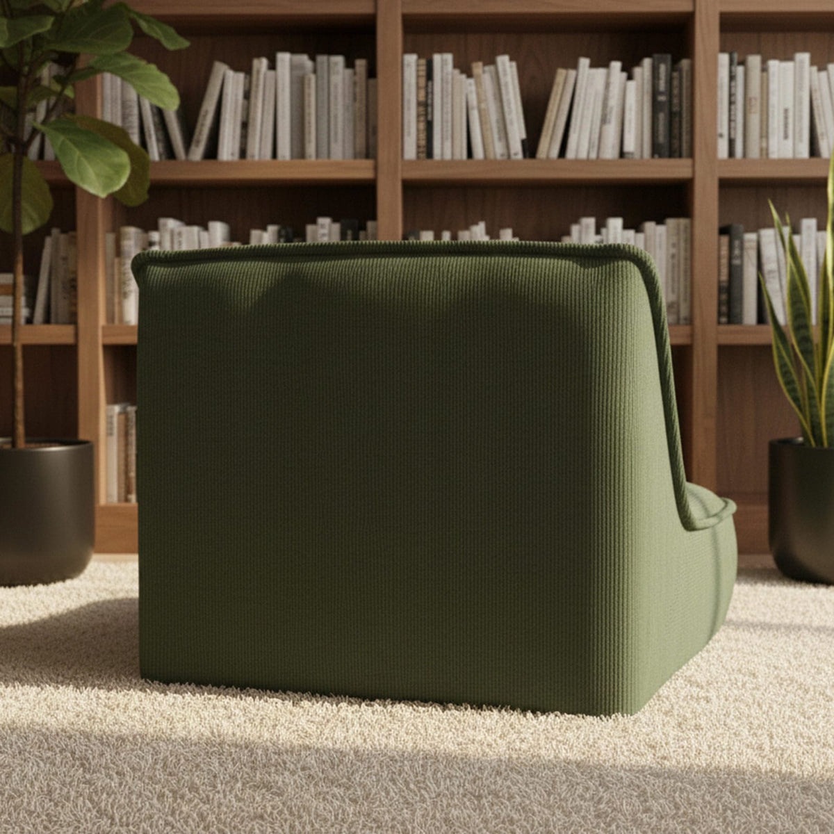 Fauteuil Modulable en Velours Côtelé Vert vert - vue 6