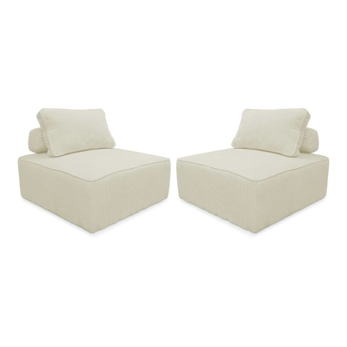Lot de 2 Chauffeuses Modulables en Velours Côtelé Crème crème - vue 1