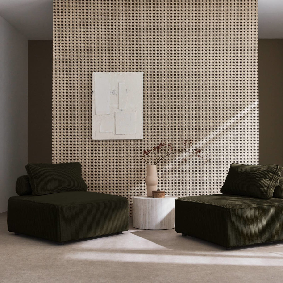 Lot de 2 Chauffeuses Modulables en Velours Côtelé Vert Foncé vert foncé - vue 2
