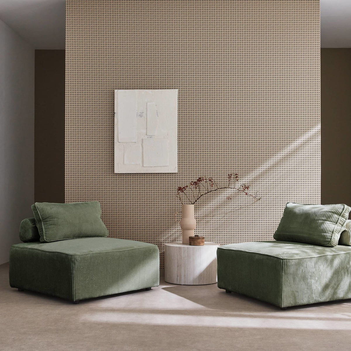 Lot de 2 Chauffeuses Modulables en Velours Côtelé Vert Vert - vue 2