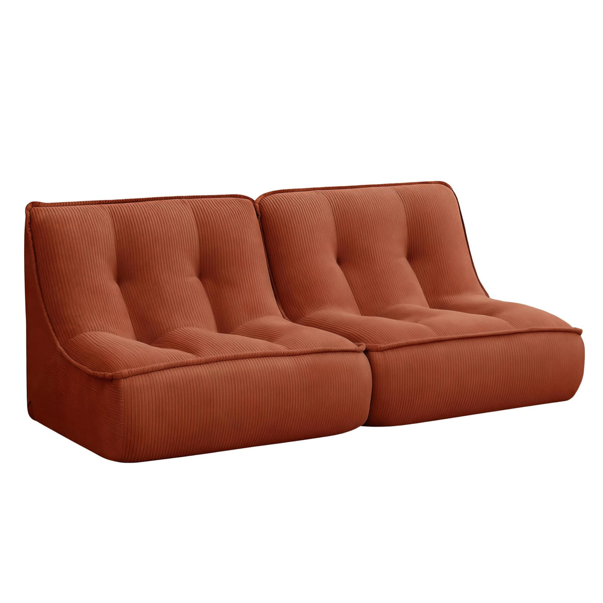 Lot de 2 Chauffeuses Modulables en Velours Côtelé Terracotta terracotta - vue 1