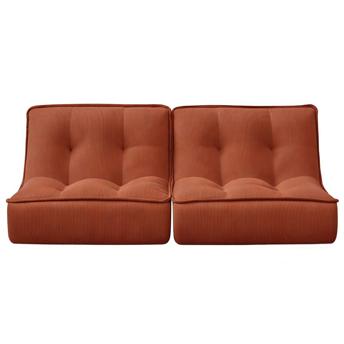 Lot de 2 Chauffeuses Modulables en Velours Côtelé Terracotta terracotta - vue 6