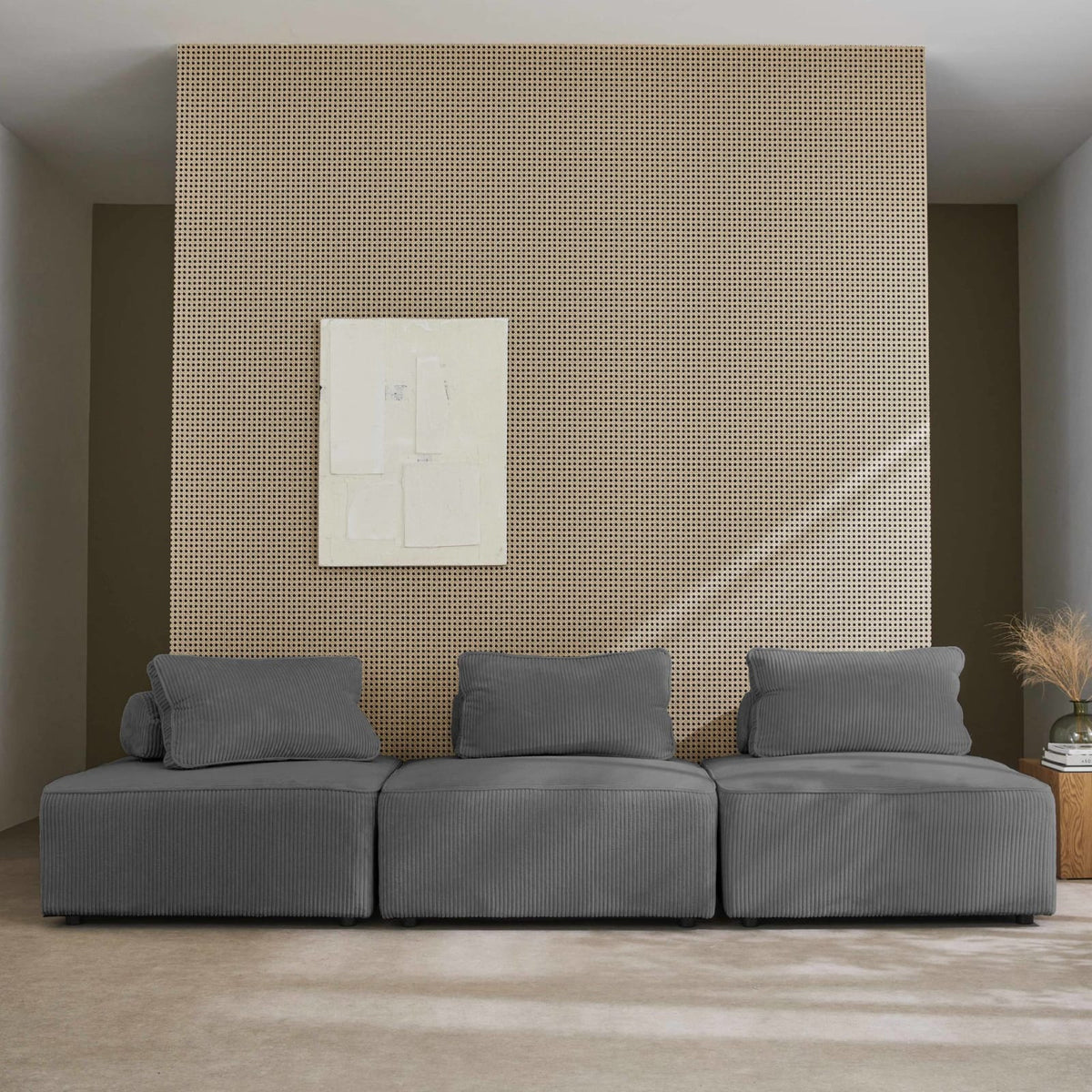 Lot de 3 Chauffeuses Modulables en Velours Côtelé Gris Foncé gris foncé - vue 2
