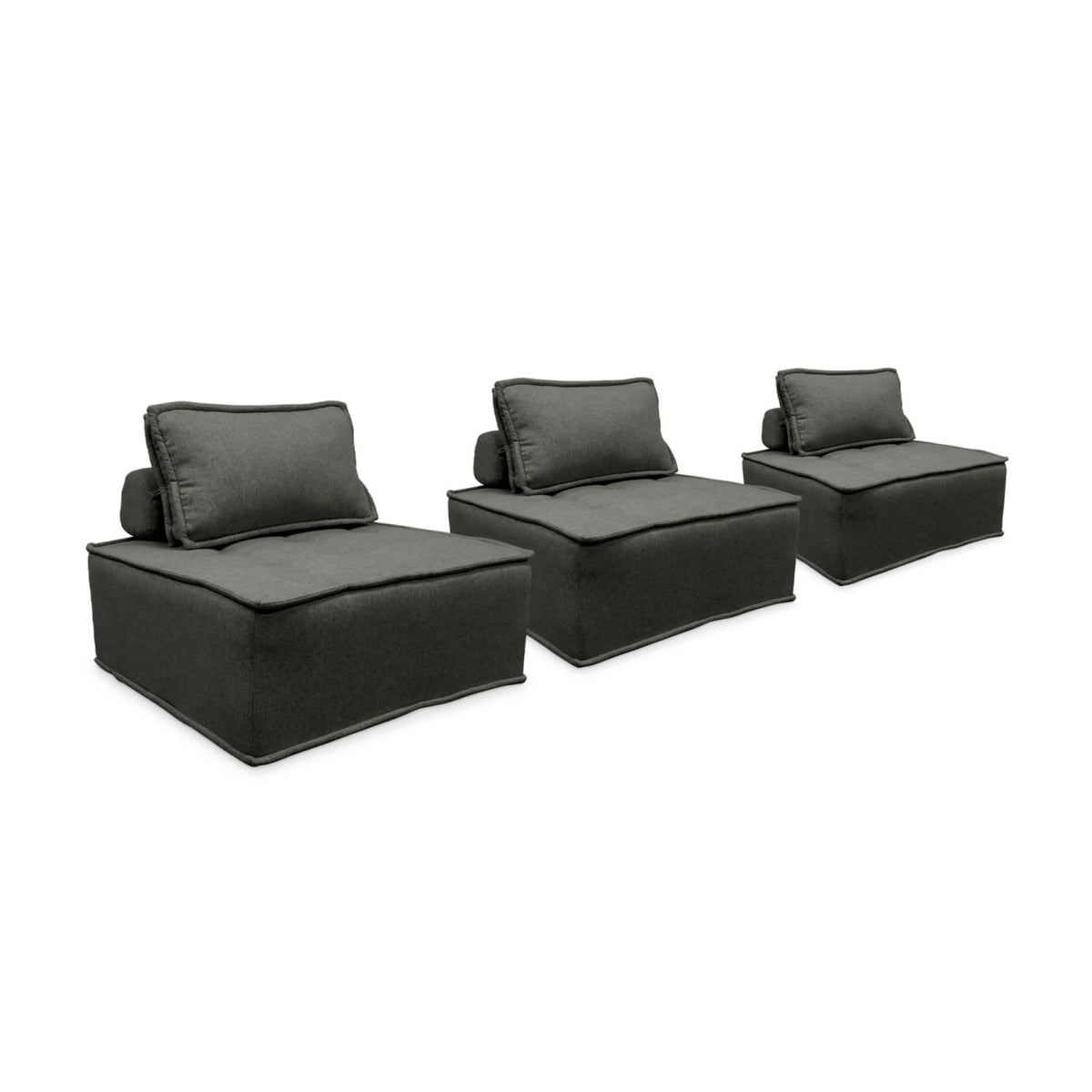 Lot de 3 Chauffeuses Modulables en Tissu Gris gris - vue 1