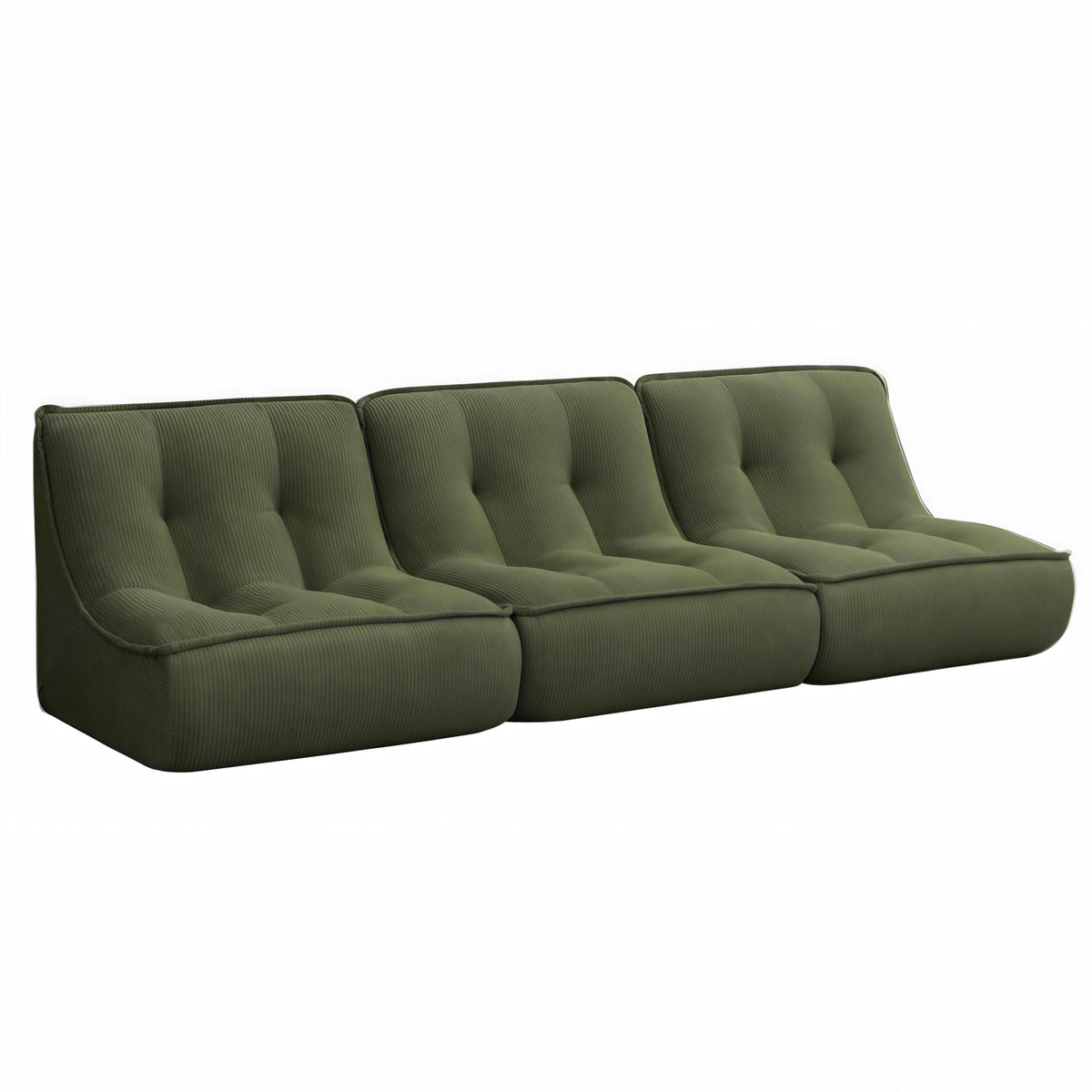 Lot de 3 Fauteuils Modulables en Velours Côtelé Vert vert - vue 1