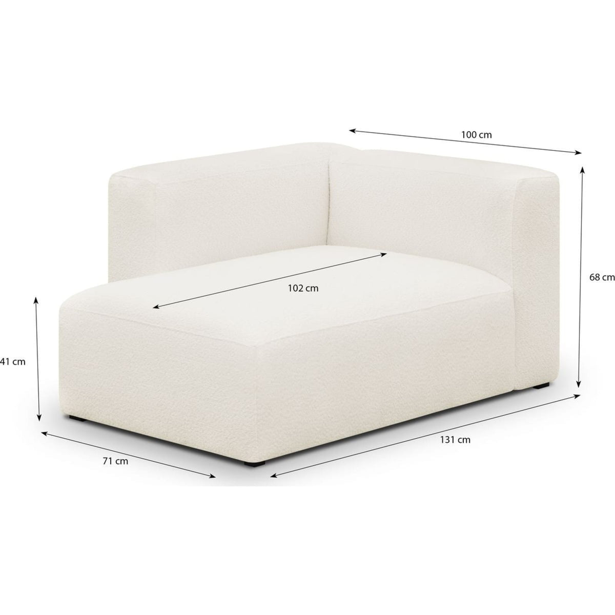 Méridienne d'Angle Gauche Modulable en Bouclette Beige beige - vue 4
