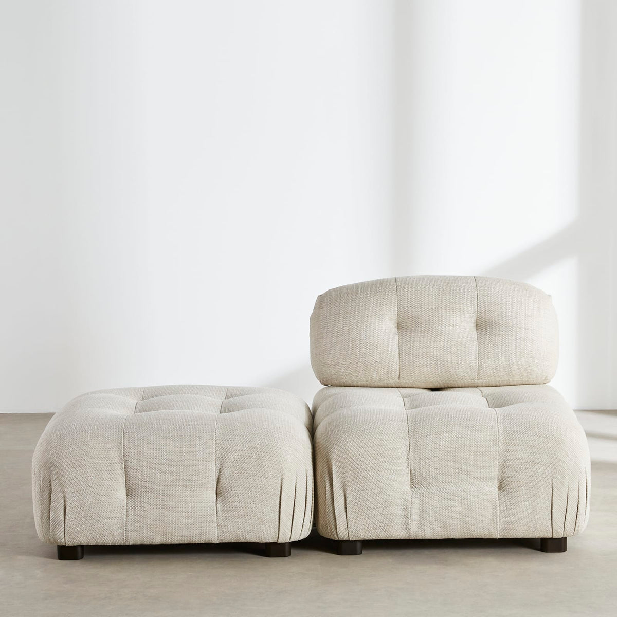 Pouf Modulable en Tissu Tramé Beige Sable beige sable - vue 5