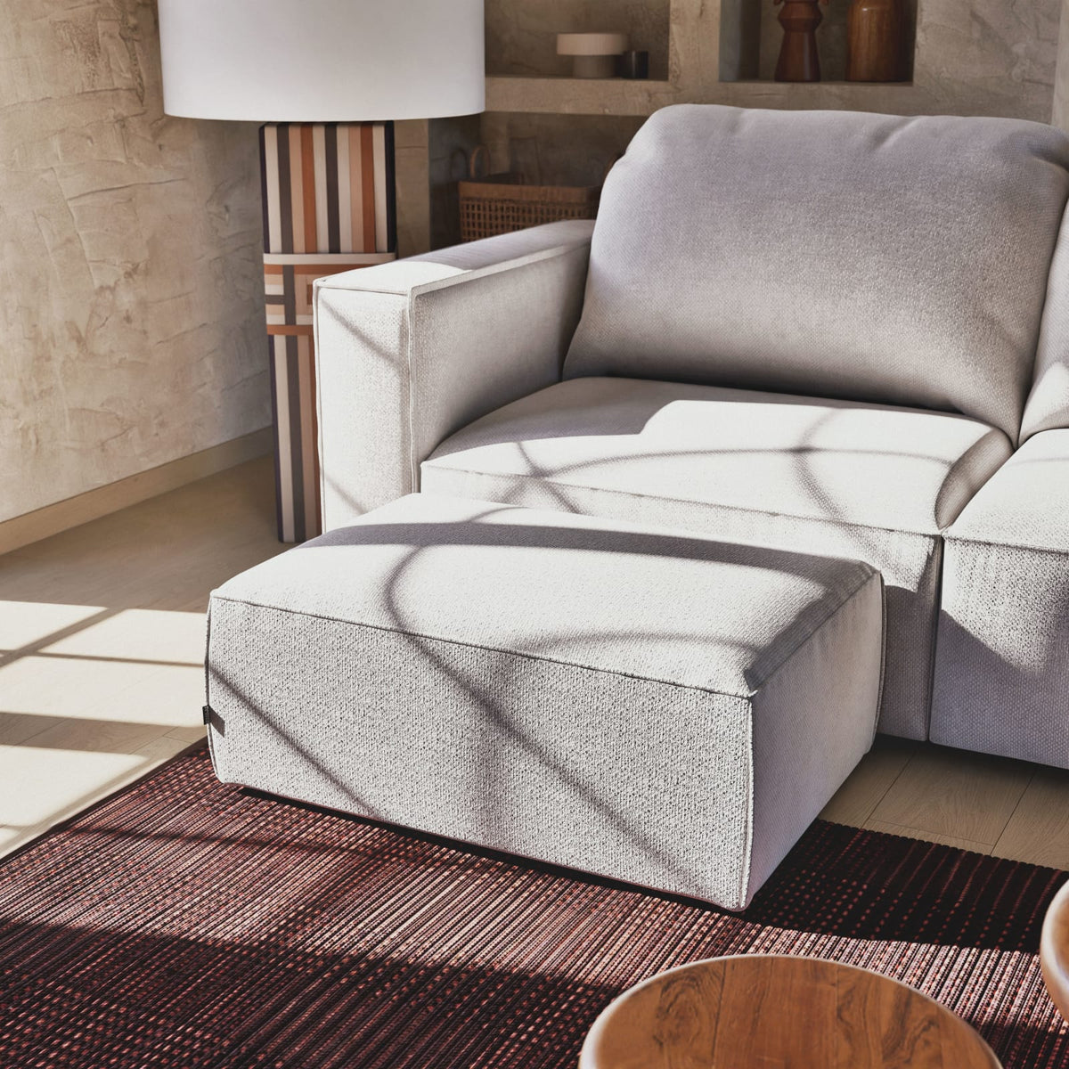 Pouf Modulable en Tissu Tramé Ivoire ivoire - vue 4