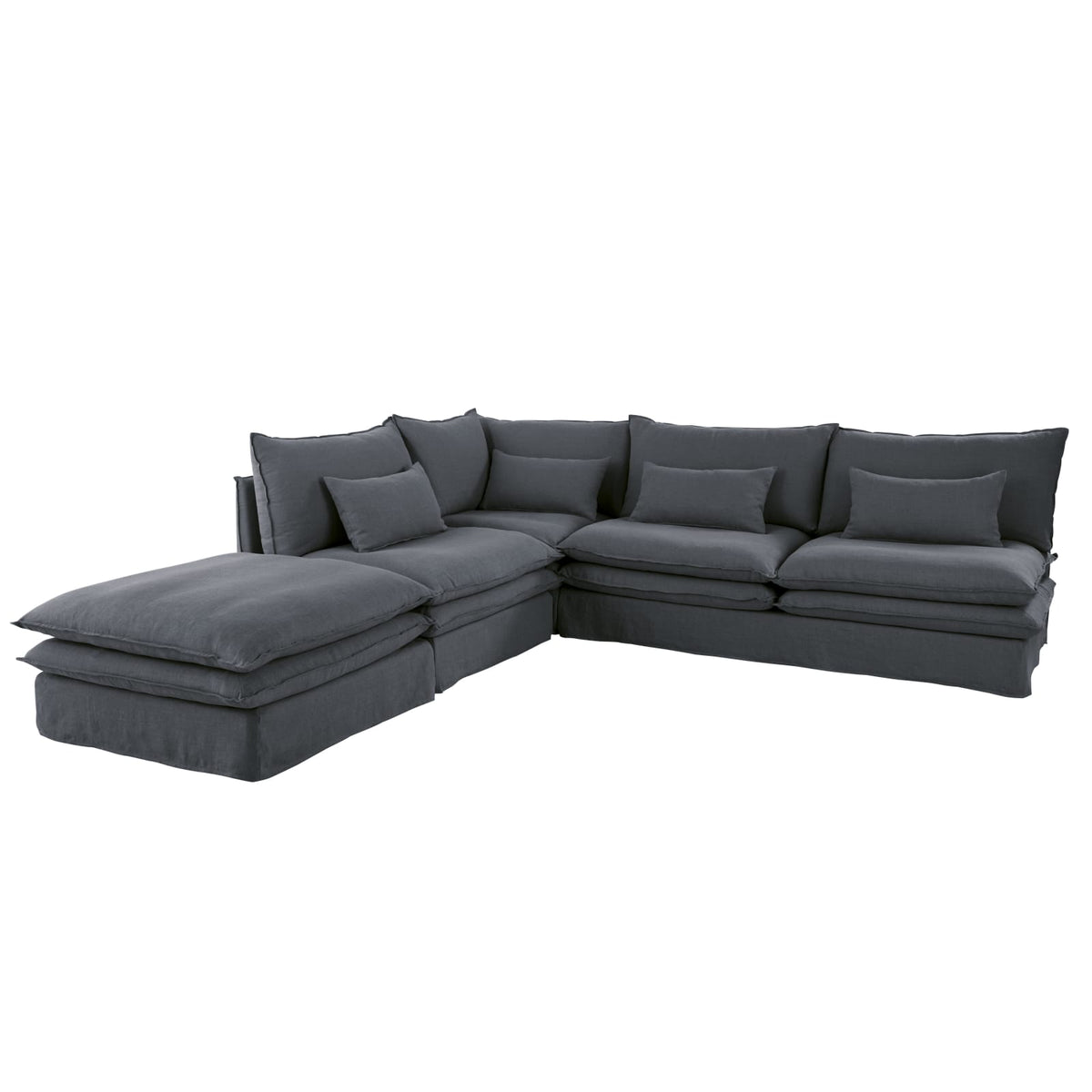 Pouf Modulable en Lin Gris Anthracite gris anthracite - vue 4