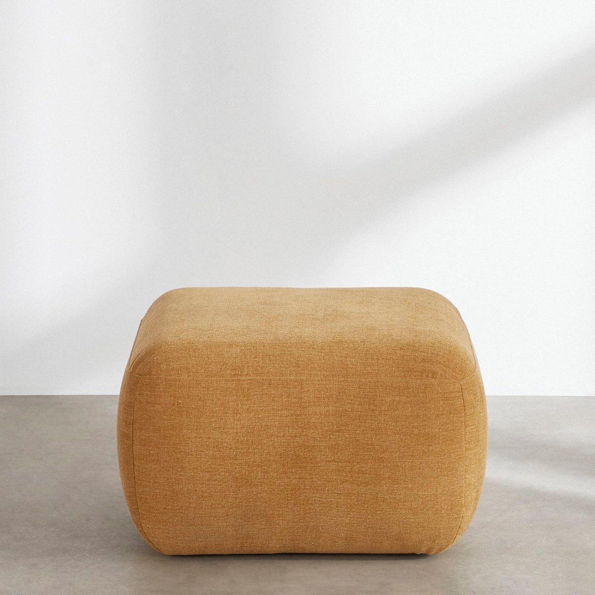 Pouf Modulable en Tissu Effet Lin Ocre ocre - vue 2