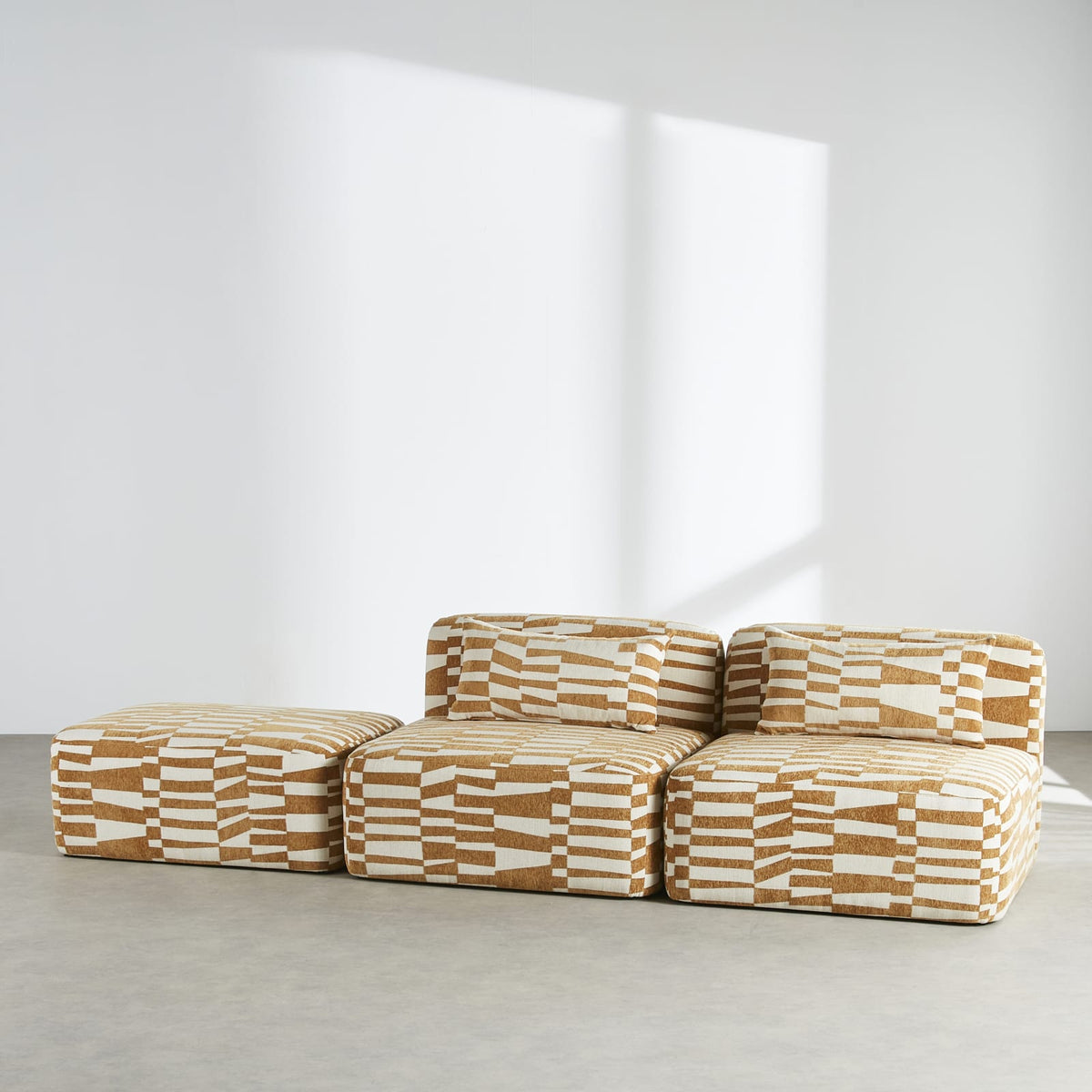 Pouf Modulable en Jacquard Écru et Ocre écru et ocre - vue 5