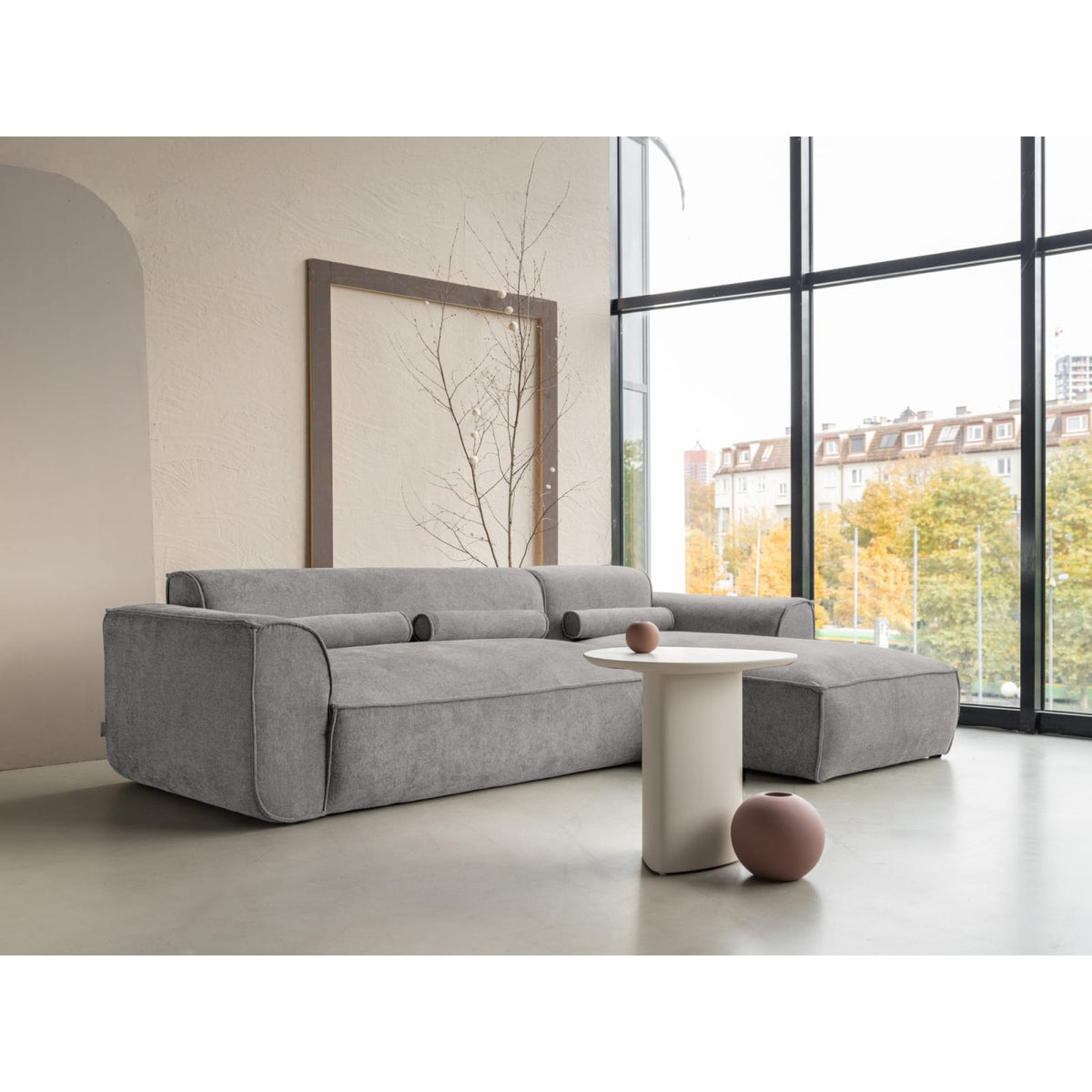 Canapé d'Angle Modulable 4 Places en Chenille Grise gris - vue 2