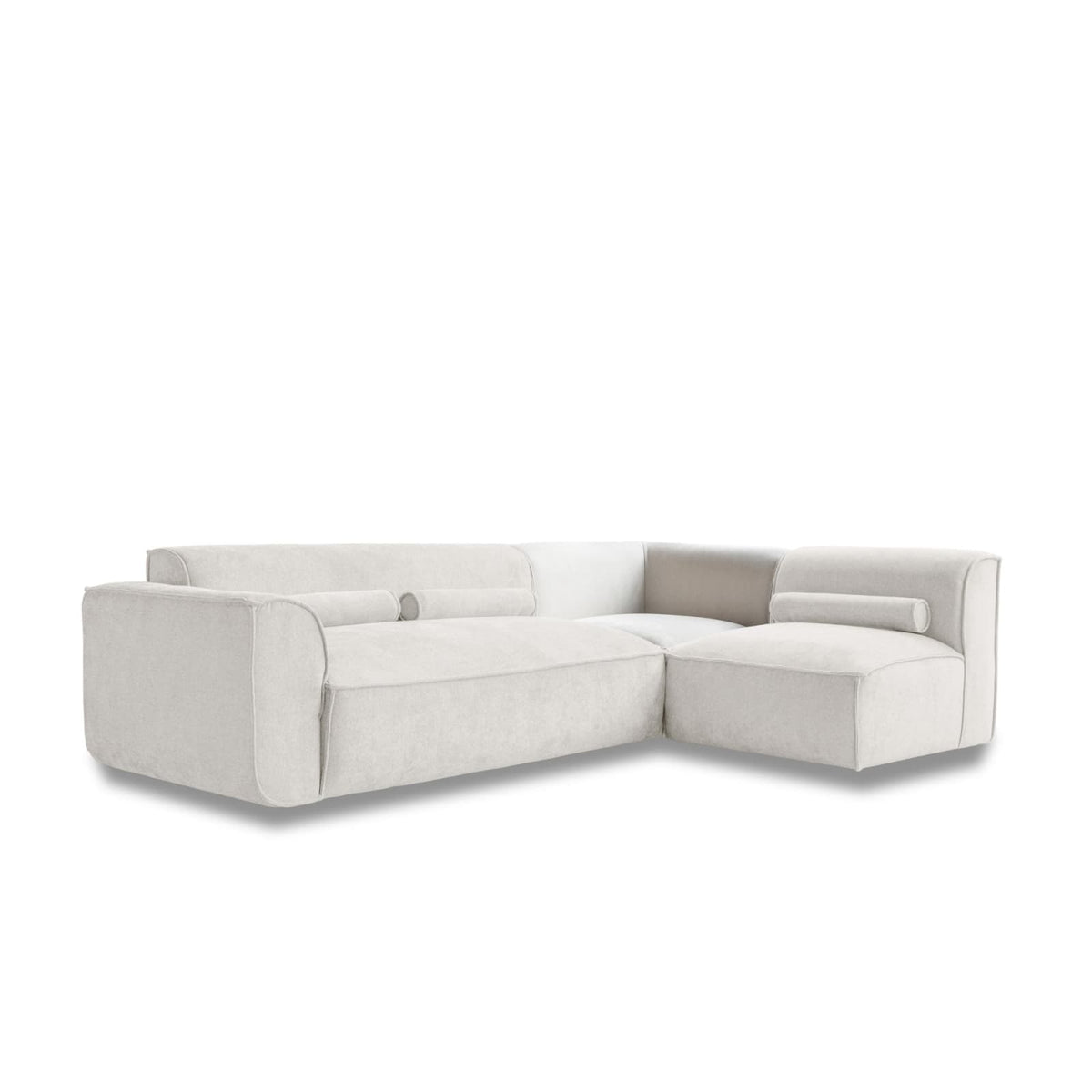 Canapé d'Angle Modulable 6 Places en Tissu Chenille Beige beige - vue 1