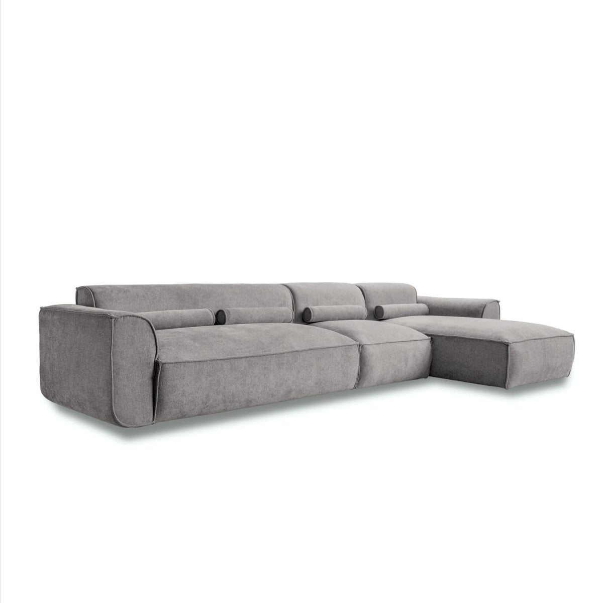 Canapé d'Angle Modulable 6 Places en Chenille Grise Gris - vue 1