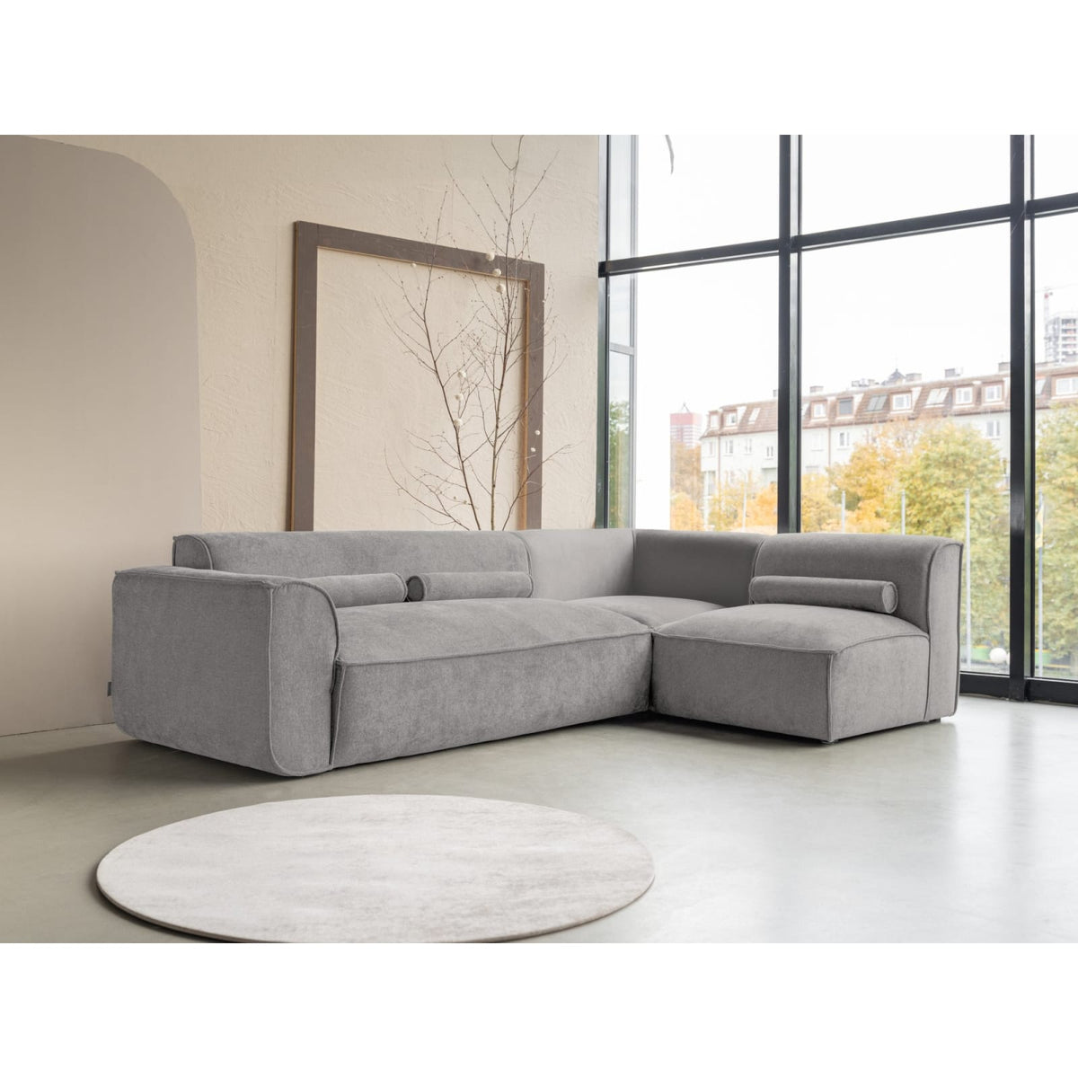 Canapé d'Angle Modulable 6 Places en Tissu Chenille Gris gris - vue 2