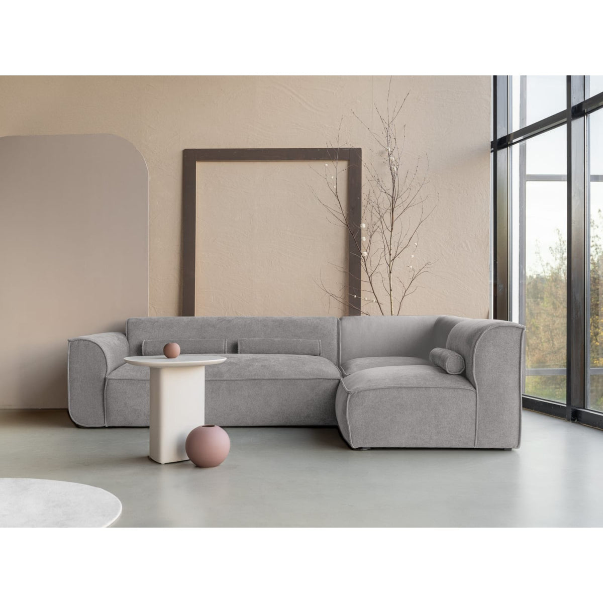 Canapé d'Angle Modulable 6 Places en Tissu Chenille Gris gris - vue 4