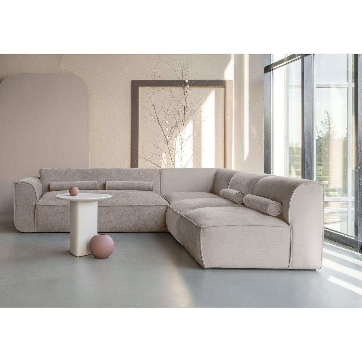 Canapé d'Angle Modulable en Chenille Beige Foncé 7 Places beige foncé - vue 2