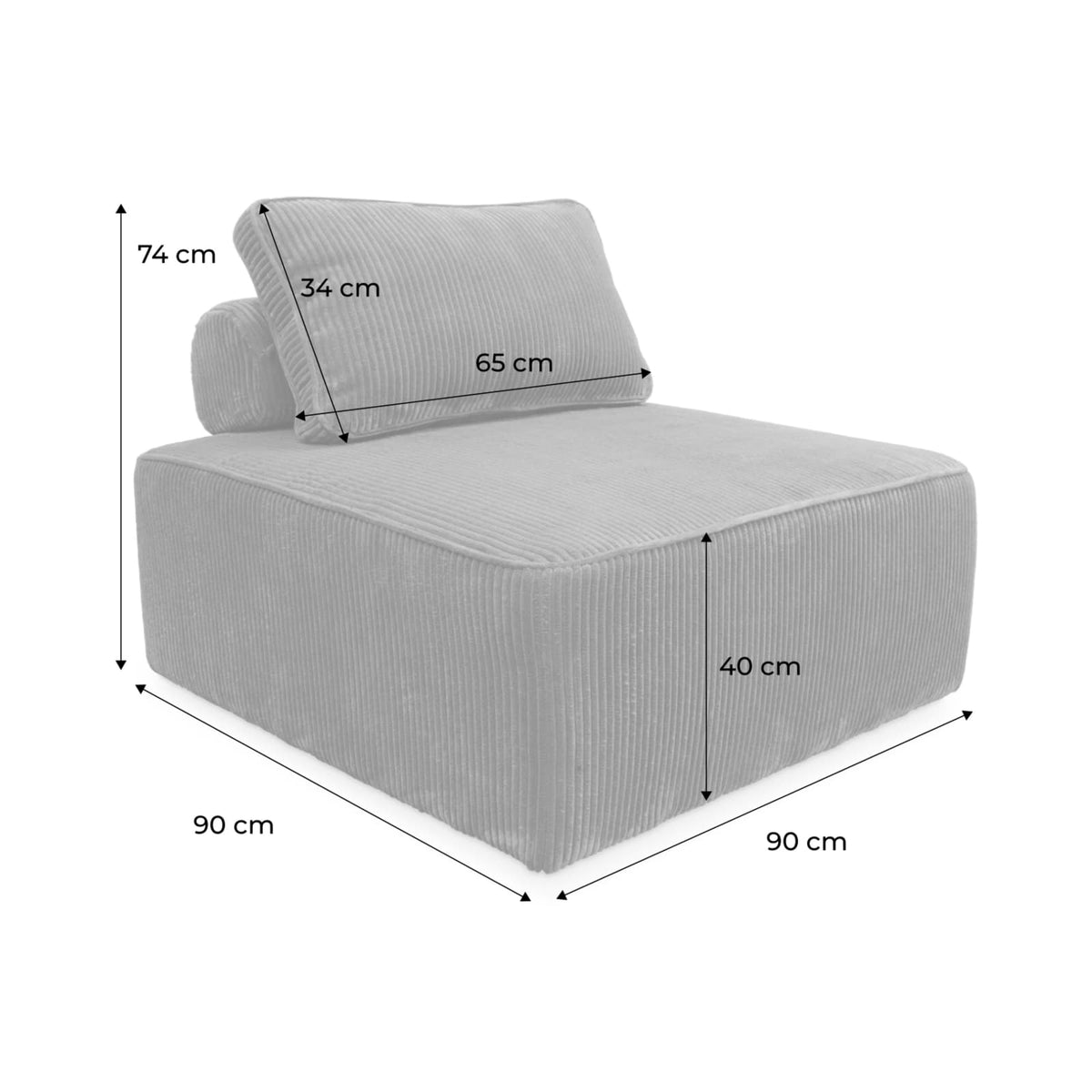 Lot de 2 Chauffeuses Modulables en Velours Côtelé Gris Clair gris clair - vue 7