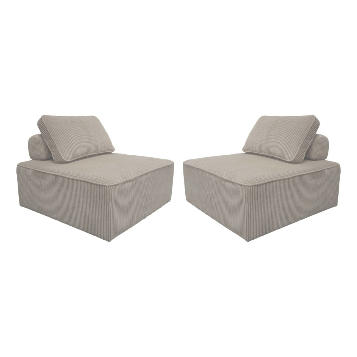 Lot de 2 Chauffeuses Modulables en Velours Côtelé Gris Clair gris clair - vue 1