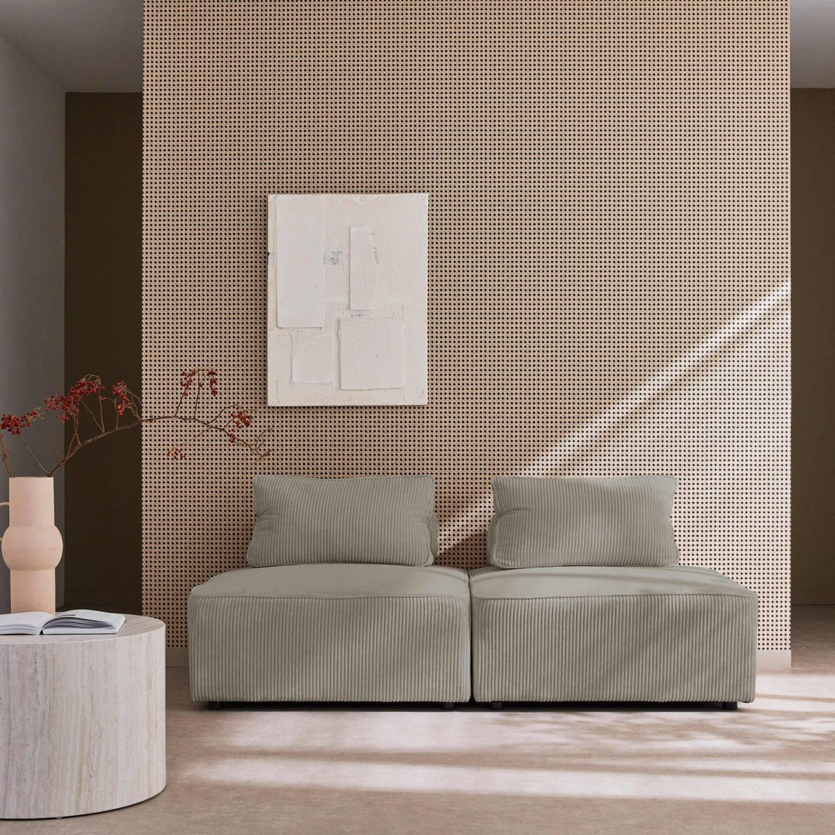 Lot de 2 Chauffeuses Modulables en Velours Côtelé Gris Clair gris clair - vue 3