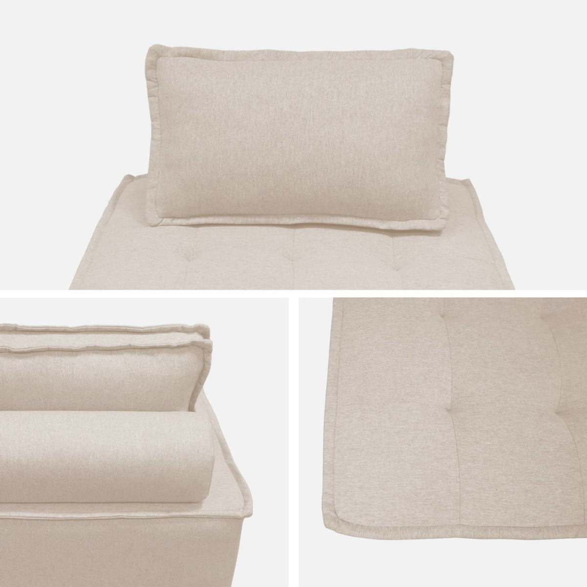 Lot de 2 Chauffeuses Modulables en Tissu Capitonné Crème crème - vue 6