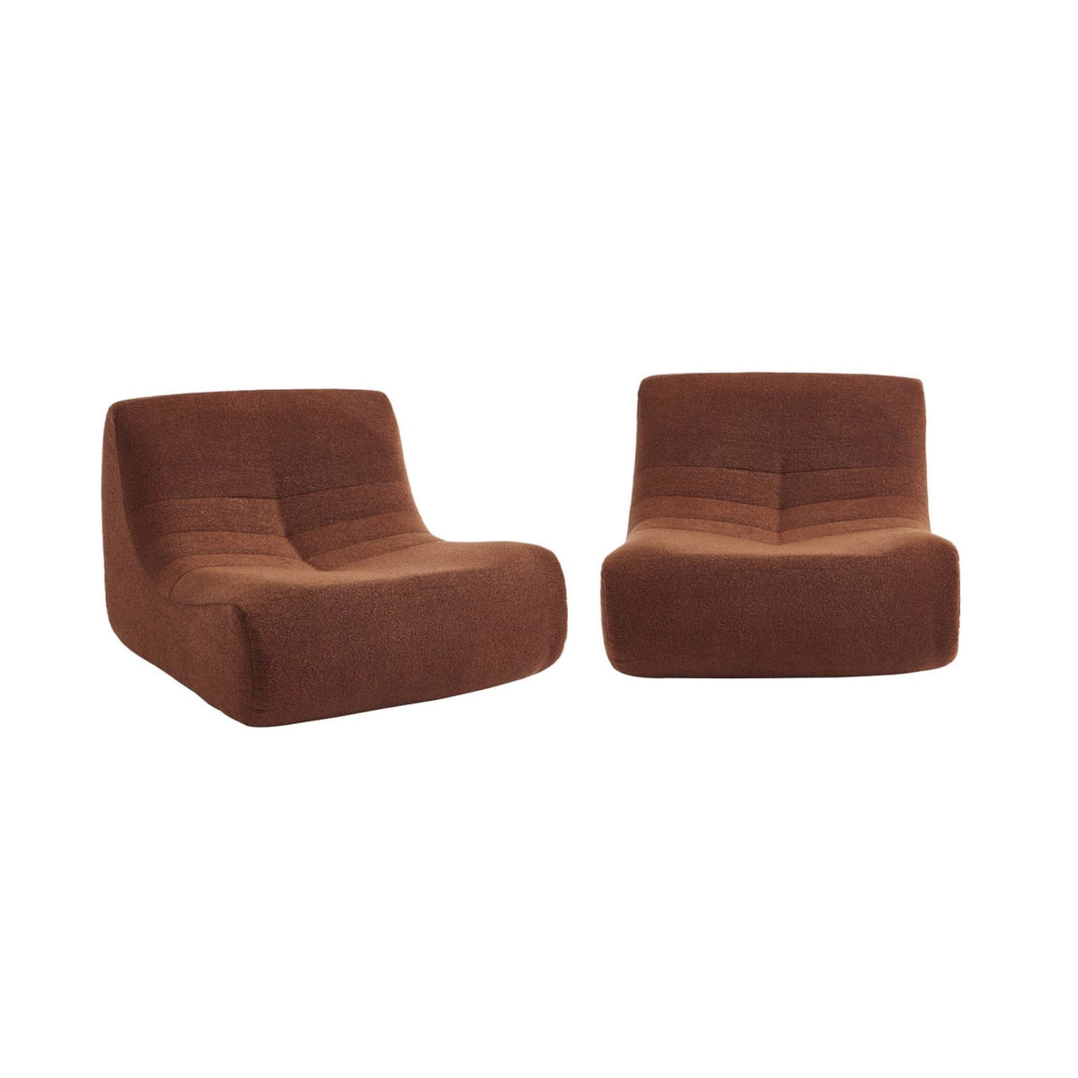 Lot de 2 Chauffeuses Modulables en Bouclette Texturée Terracotta Terracotta - vue 1