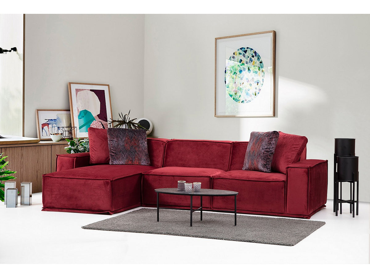 Angle pour canapé modulable rouge velours