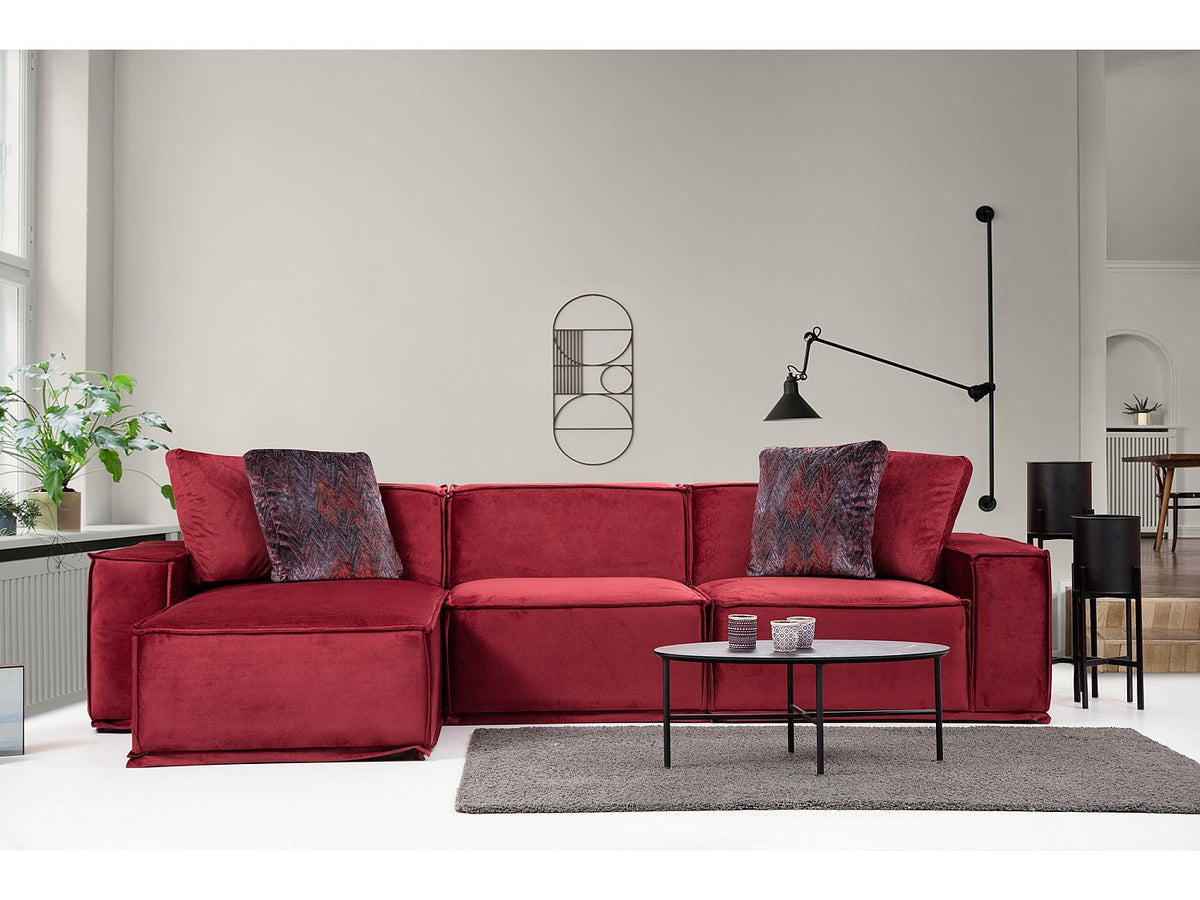 Angle pour canapé modulable rouge velours