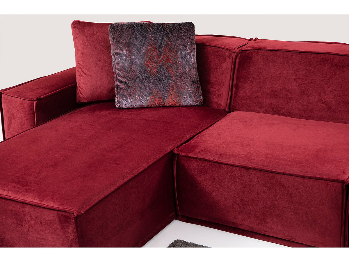 Angle pour canapé modulable rouge velours