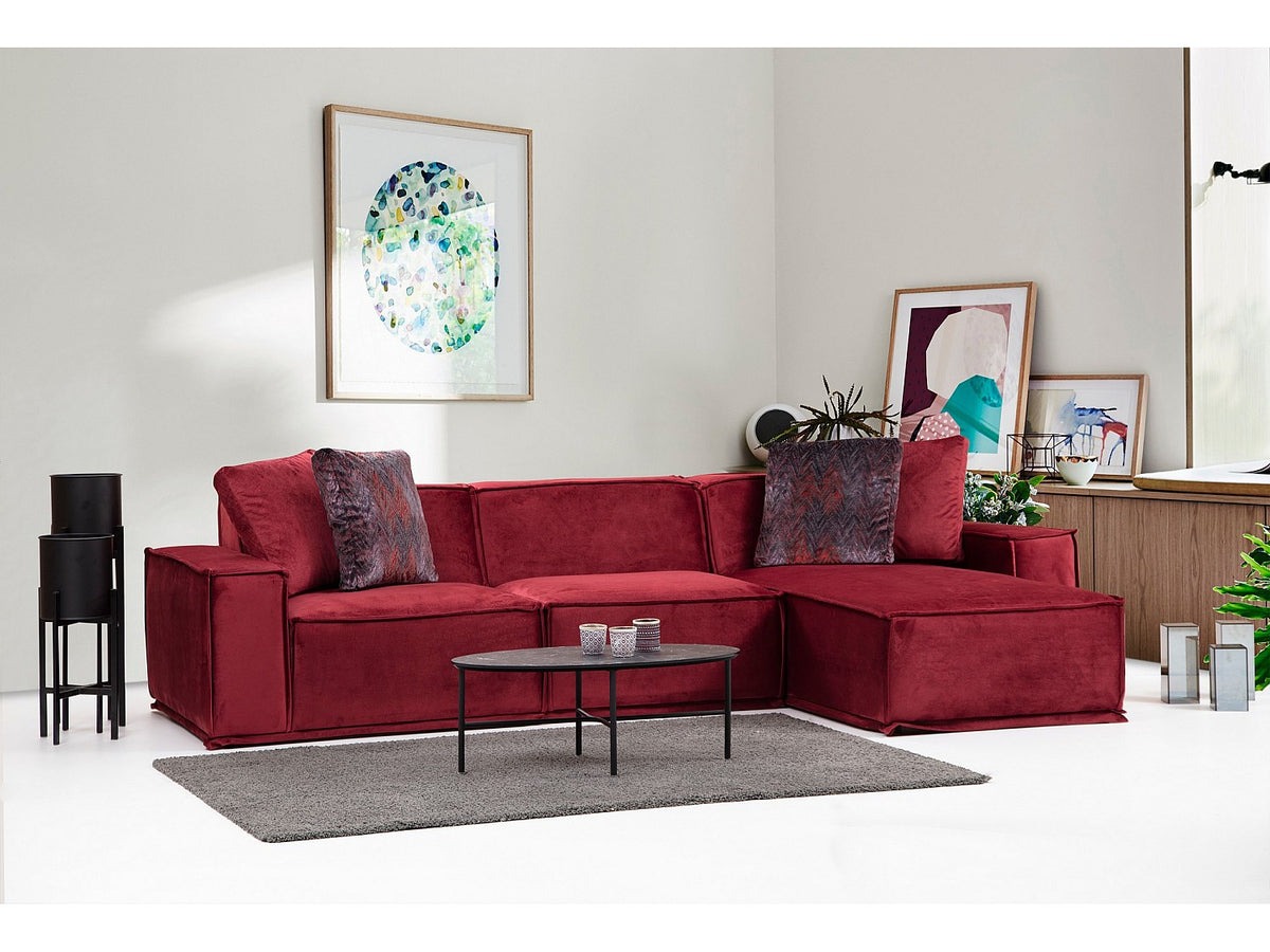 Angle pour canapé modulable rouge velours